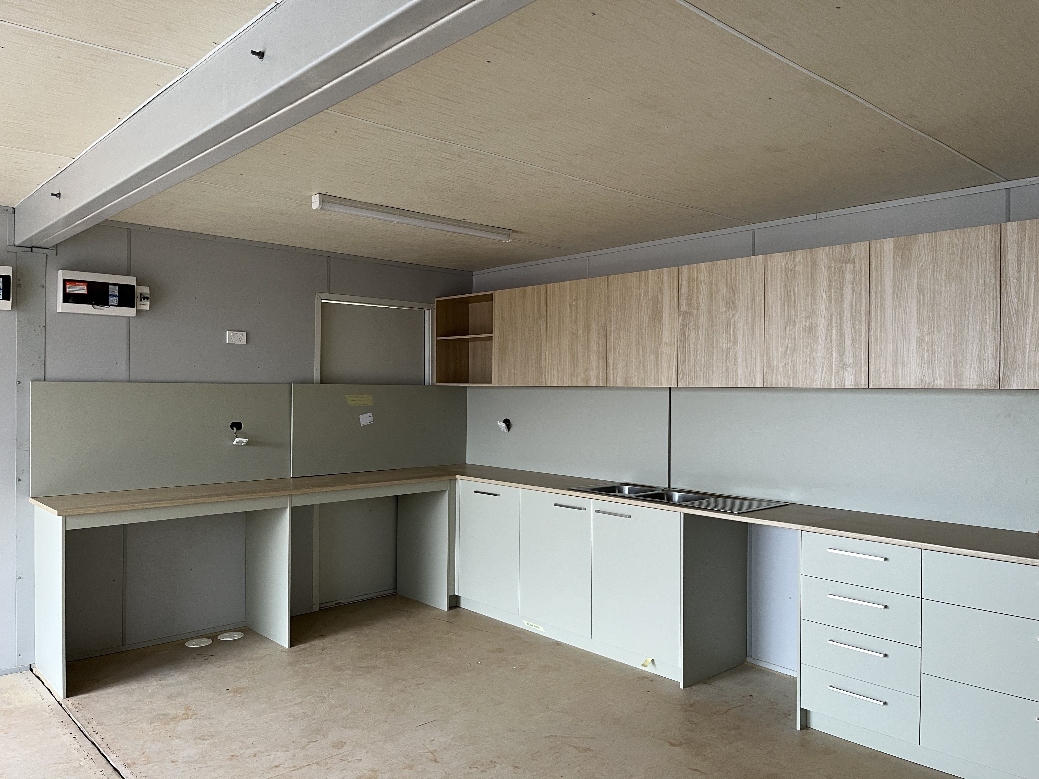 Site office kitchen from further out