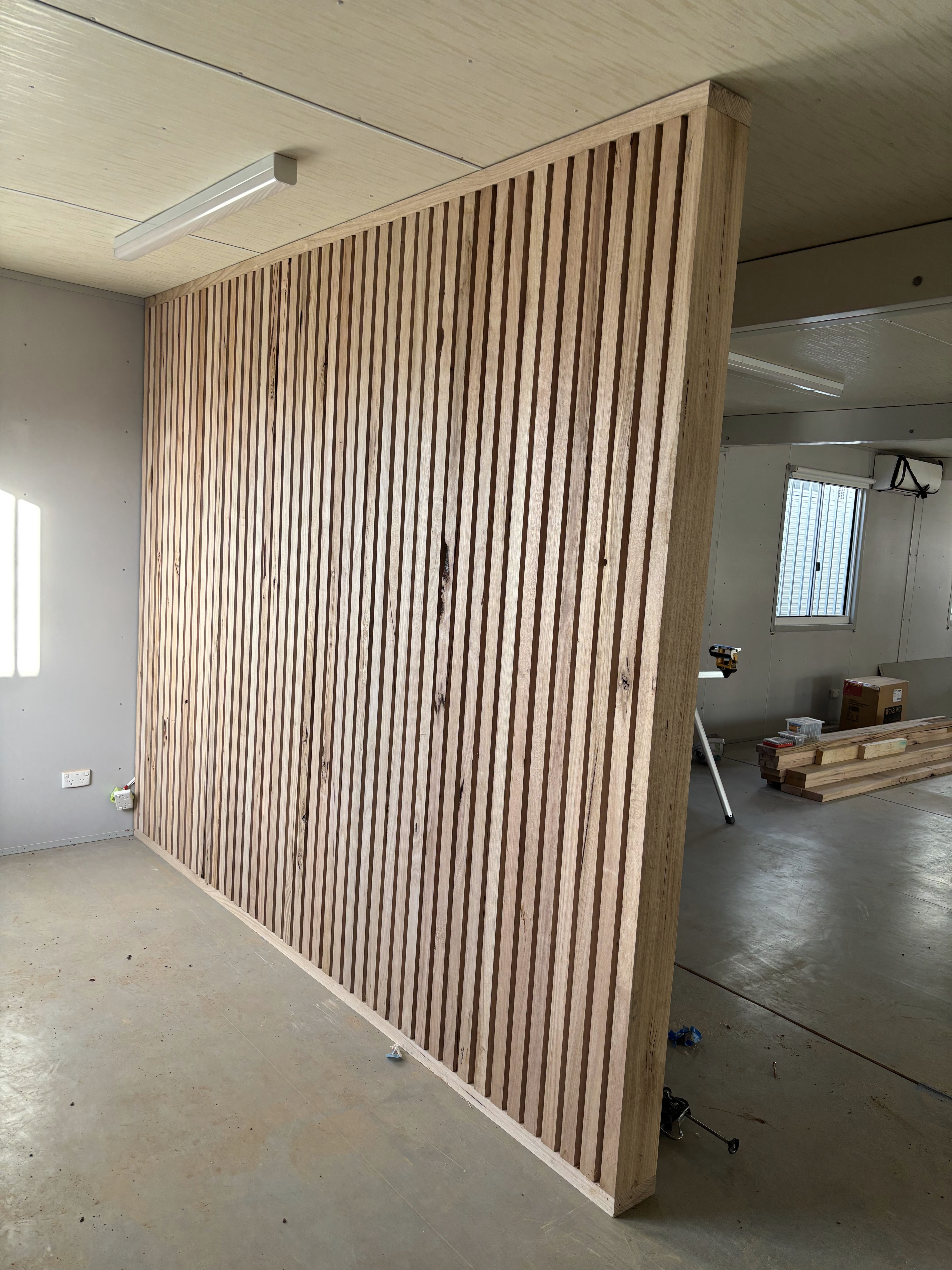 Wood slat wall